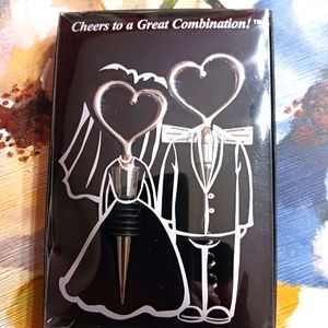 Bride & Groom Bottle opener. New in Box Silver